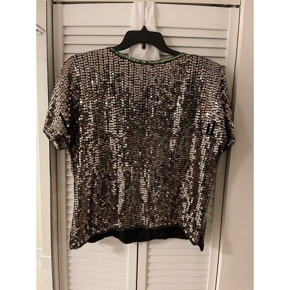 Vintage Anjumun 100% Silk Sequined Top 2X with 100% Rayon Lining A+ - Picture 2 of 7